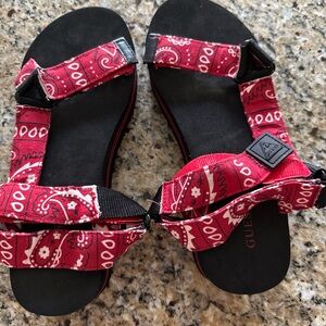 Guess Red Bandana Strap Sandals